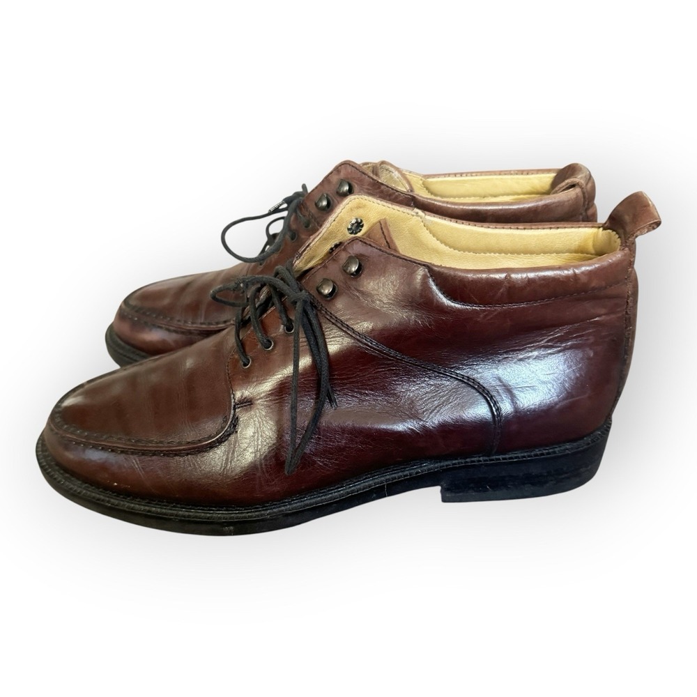 Kenneth Cole Made In Italy Dark Brown Leather Chukka Boots Size 9.5 Vintage